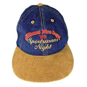 1998 Williams Fire Department Event Sportsman Night Hat Leather Back strap Otto